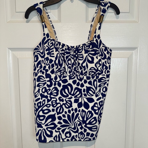 Lands' End Blue and White Nylon Tankini. Size 8. NWOT - Picture 1 of 3